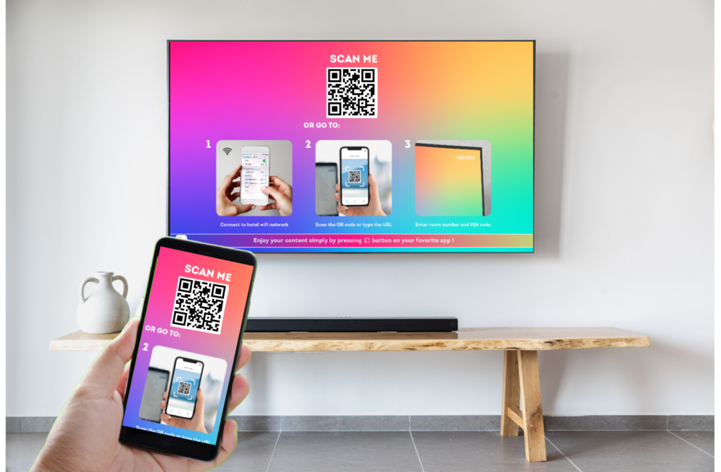 screen casting in hotels scan qr code