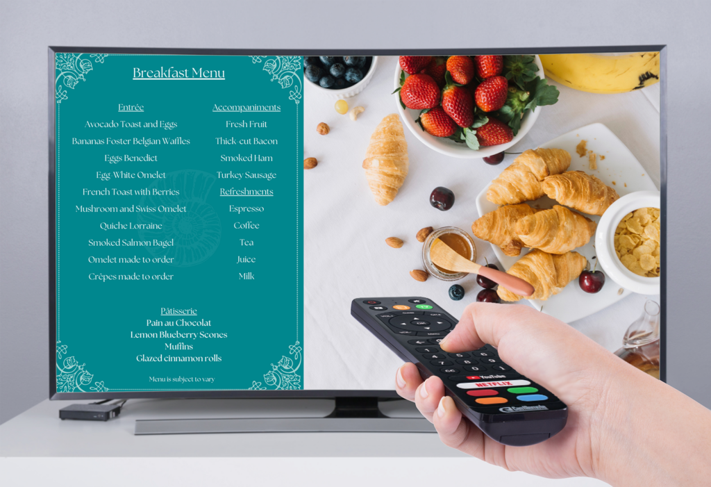 ホスピタリティ向けキャスティングソリューションの朝食メニューのスライドショー