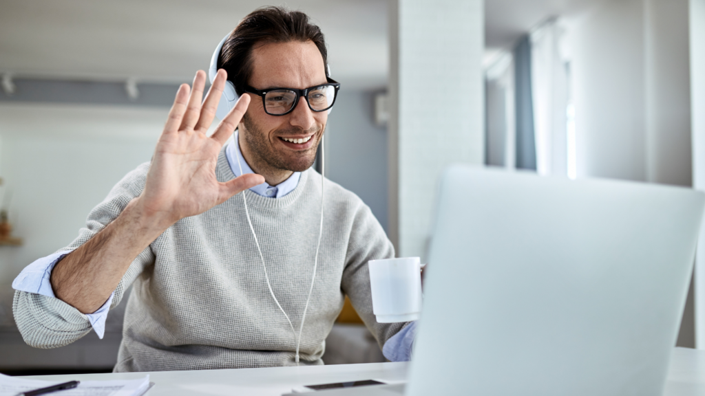 man in online meeting